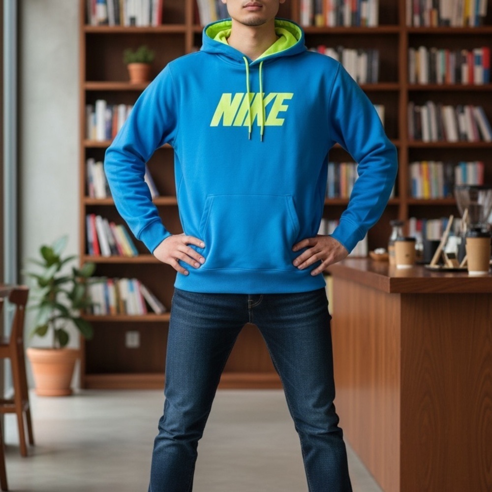 Nike Bright Blue Hoodie with Yellow Highlights